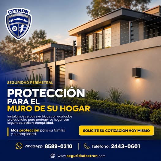 Acabado profesional de cerca eléctrica sobre muro residencial